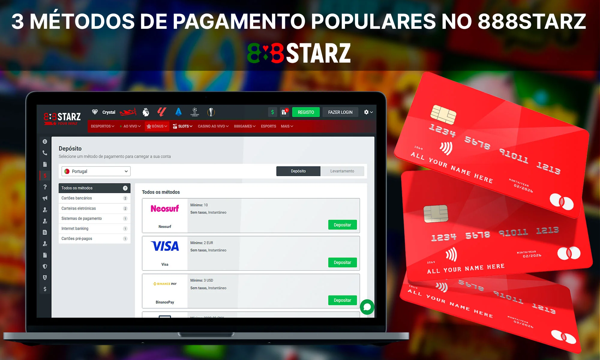 Que métodos de pagamento estão disponíveis no 888Starz Casino?