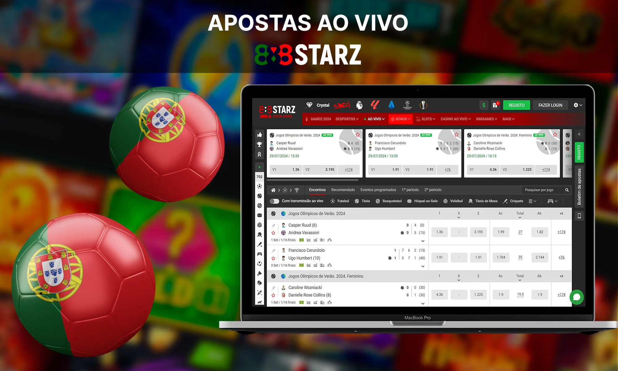 Informação sobre apostas ao vivo no 888Starz Casino