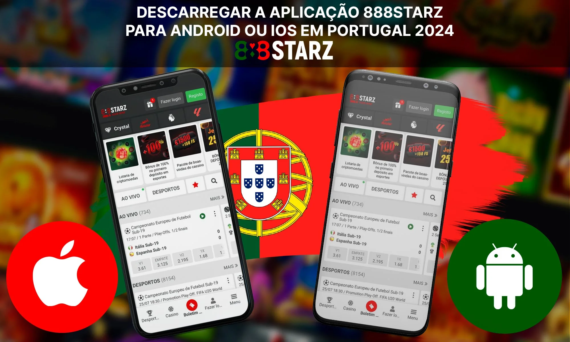 Aplicação 888Starz para Android ou iOS em Portugal 2024