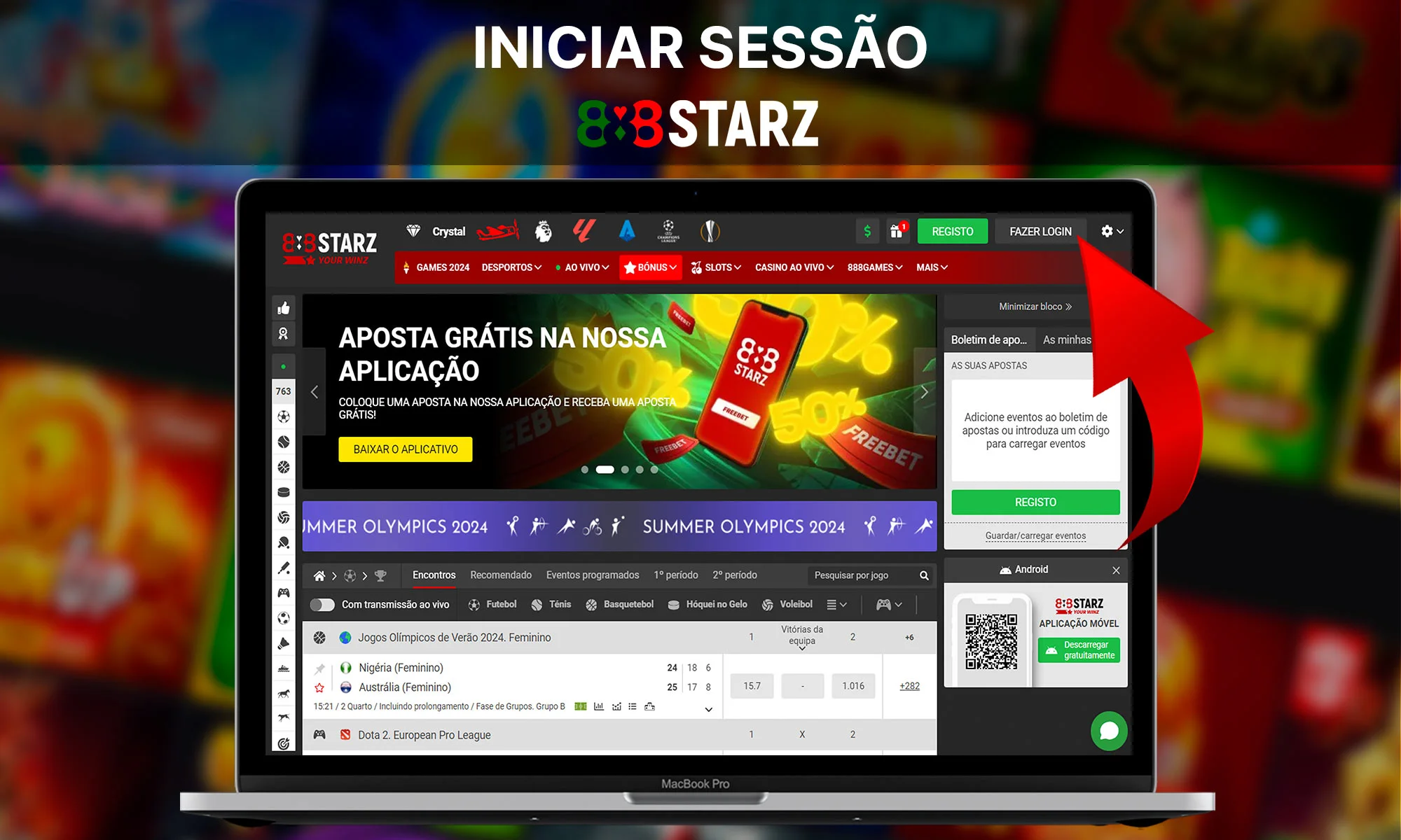 Como faço para entrar no 888Starz Casino?