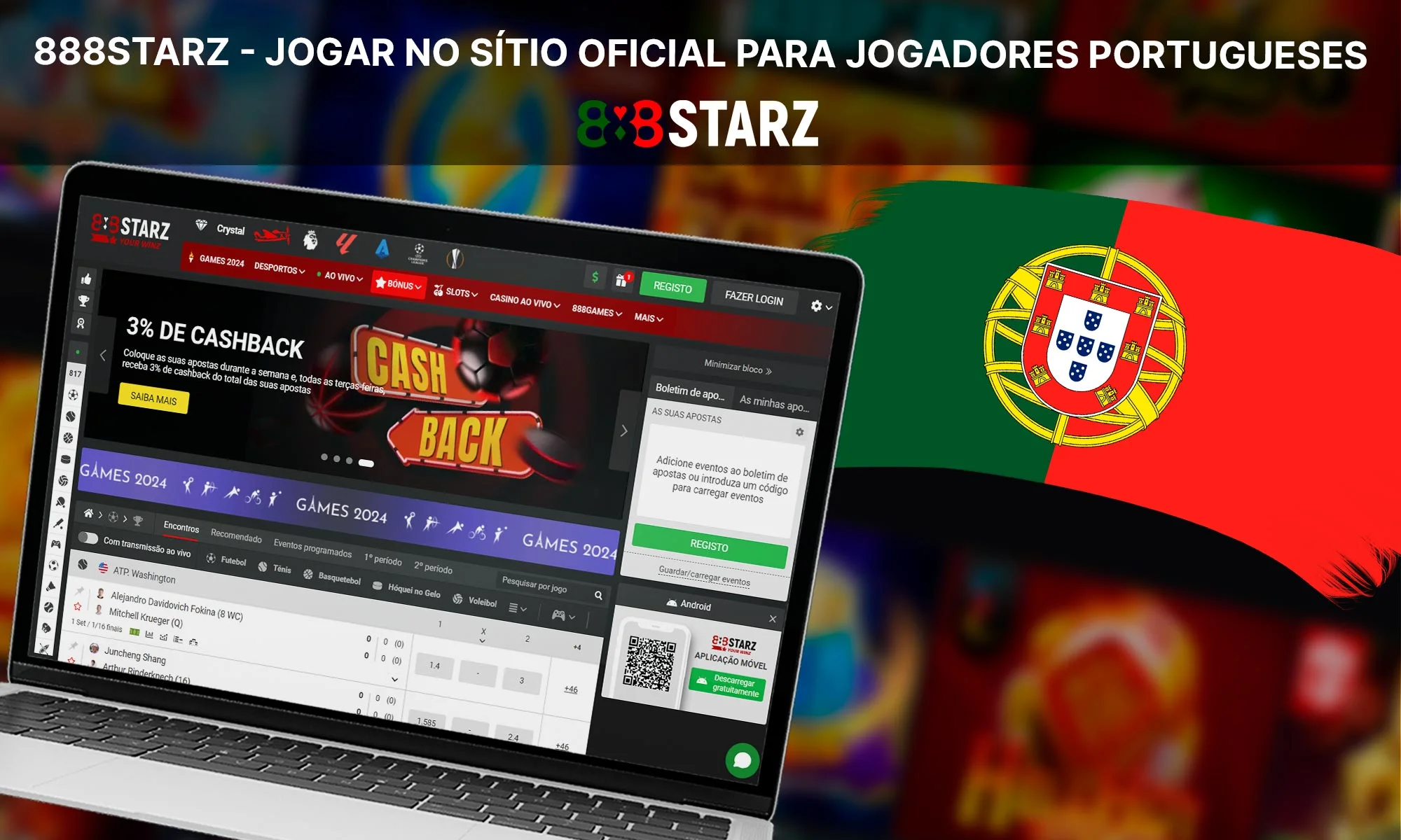 Site oficial do 888Starz para jogadores portugueses