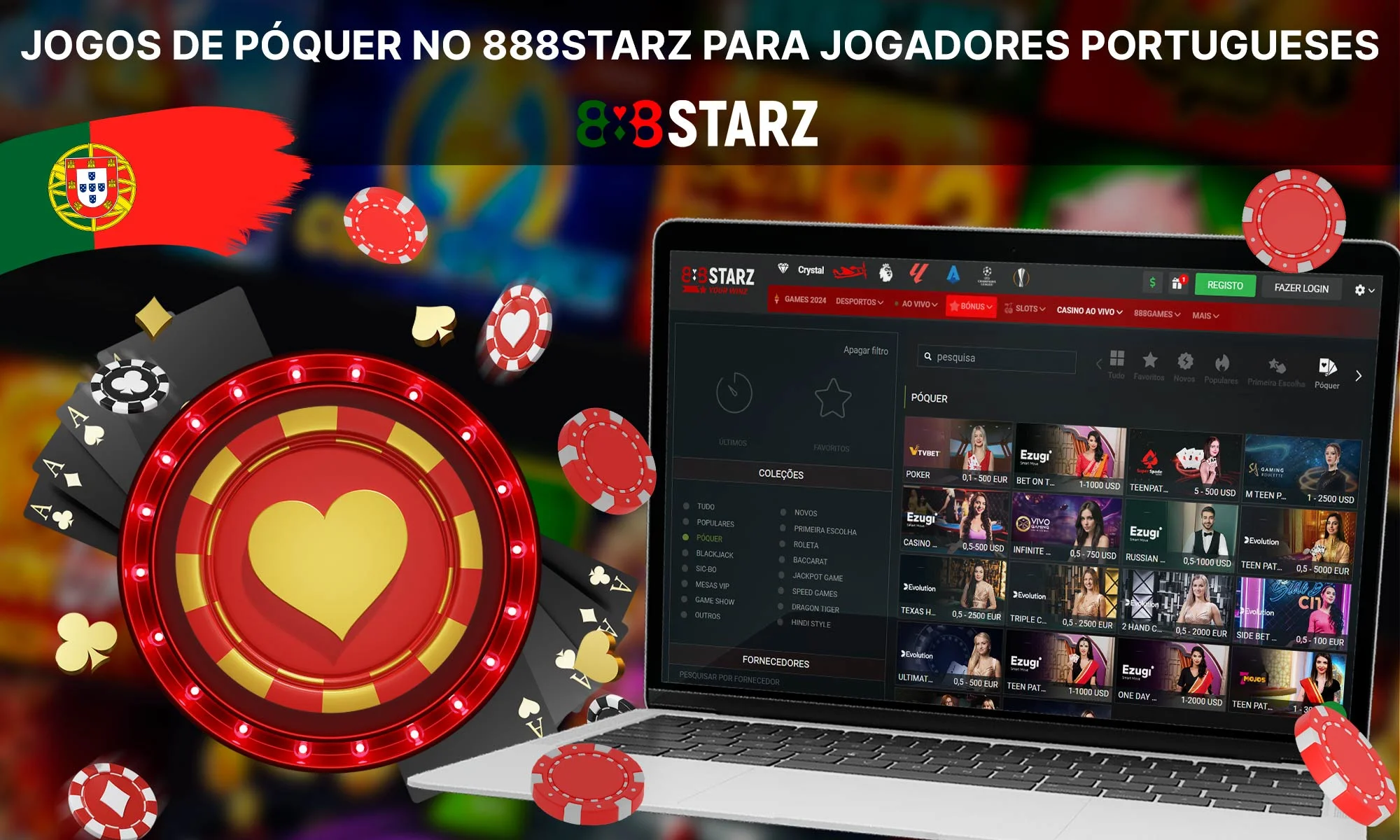 Informações sobre os jogos de póquer no 888Starz para jogadores portugueses