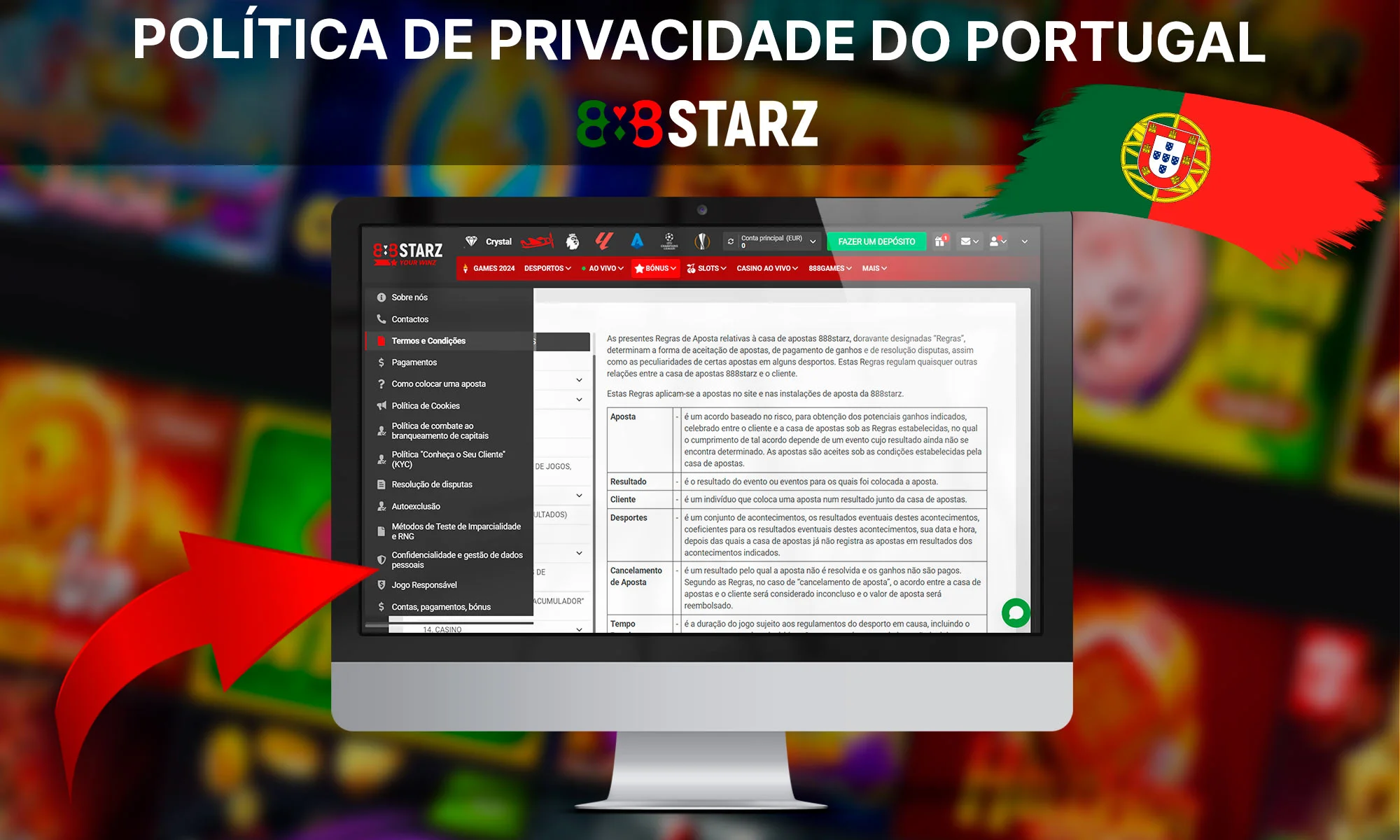 Informações sobre a política de privacidade da 888Starz Portugal