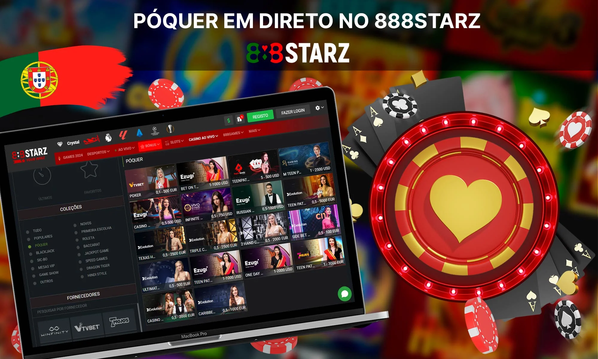 Informações de póquer ao vivo no 888Starz