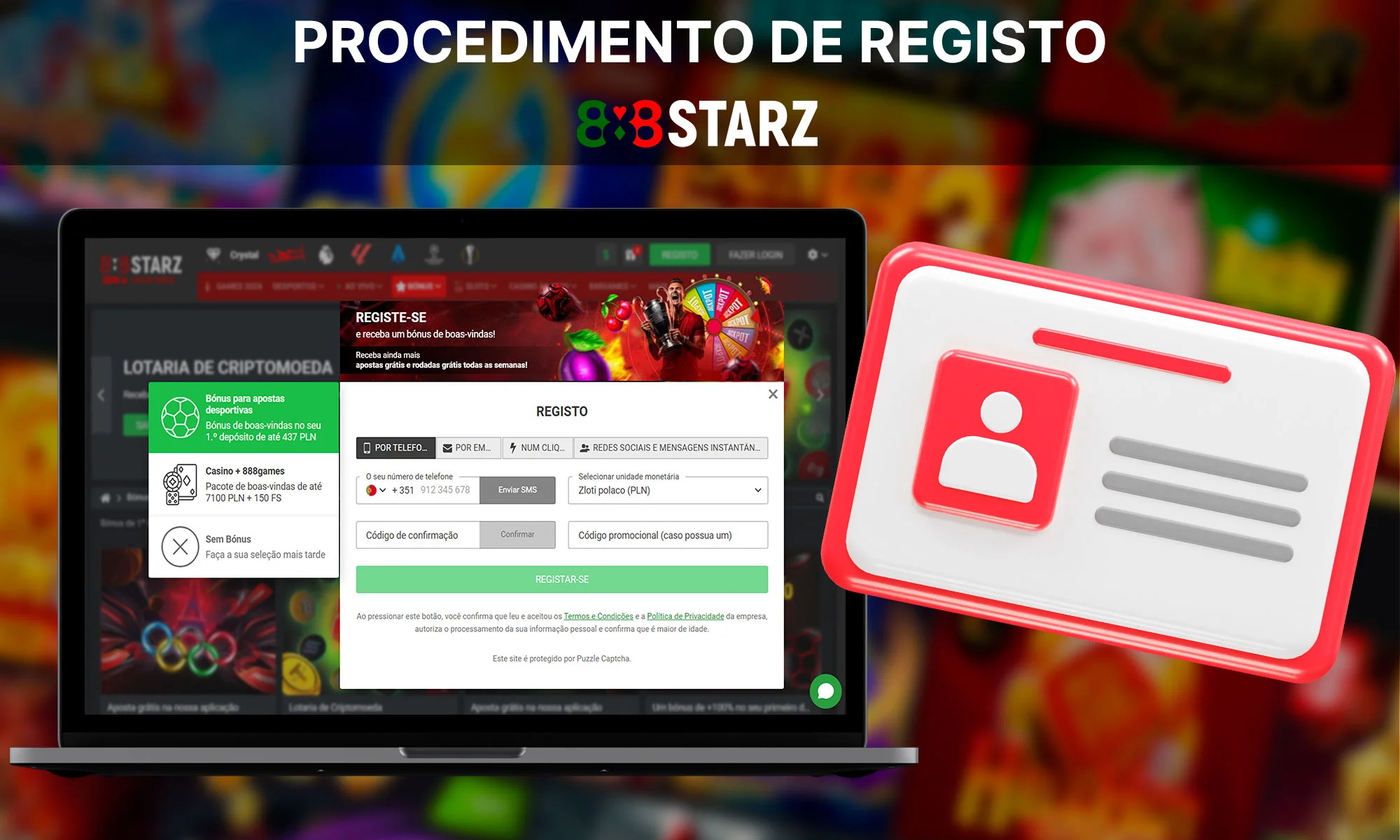 Como é que me registo no 888Straz Casino?