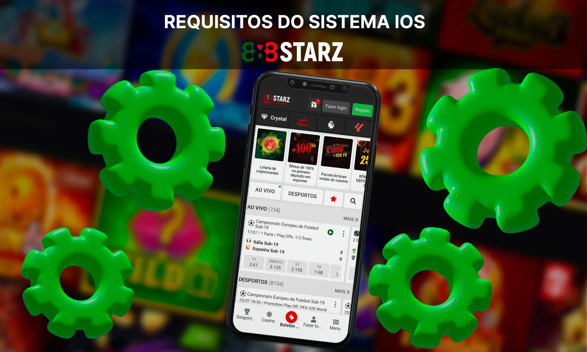 Quais são os requisitos de sistema iOS para a aplicação 888Starz?