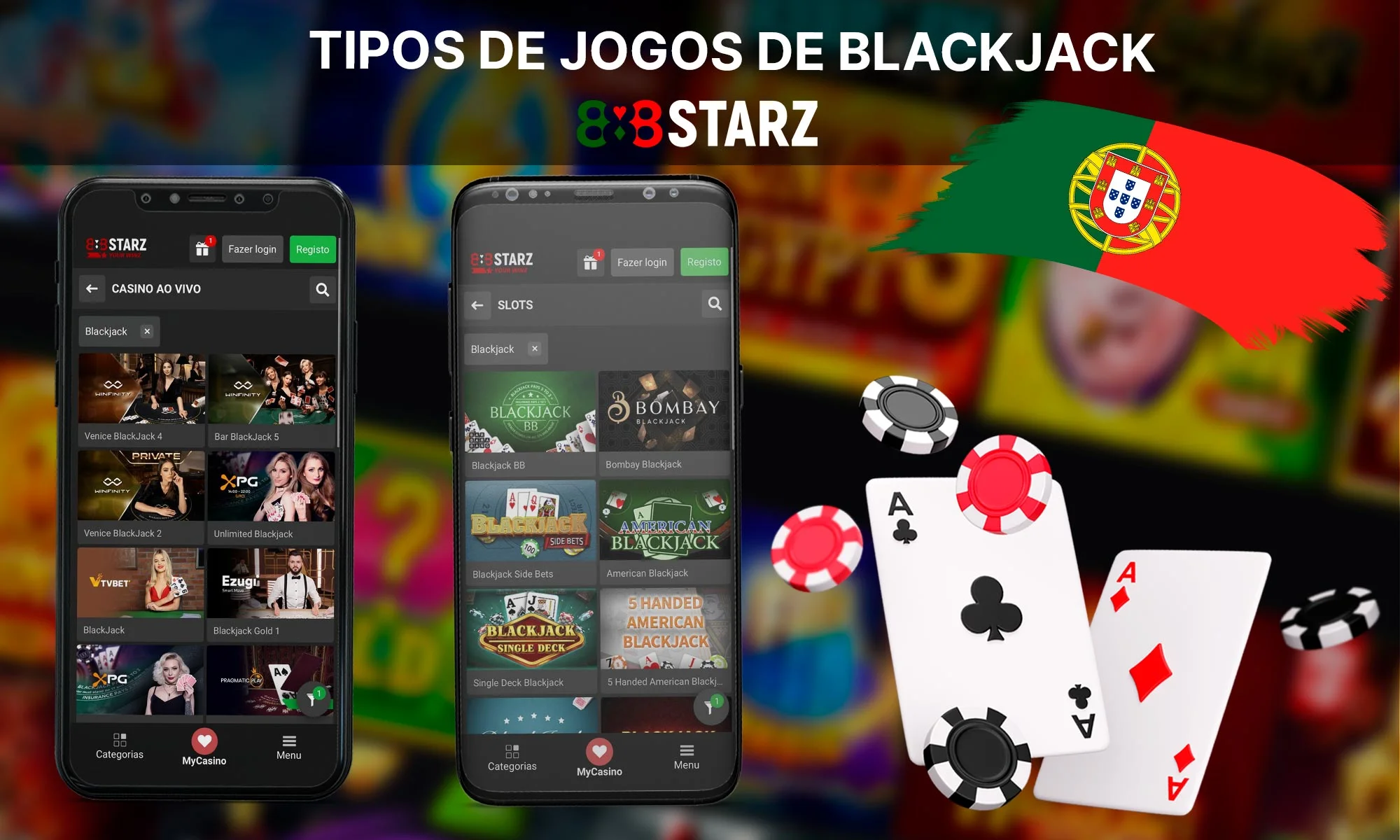 Quais são os tipos de apostas no Blackjack?