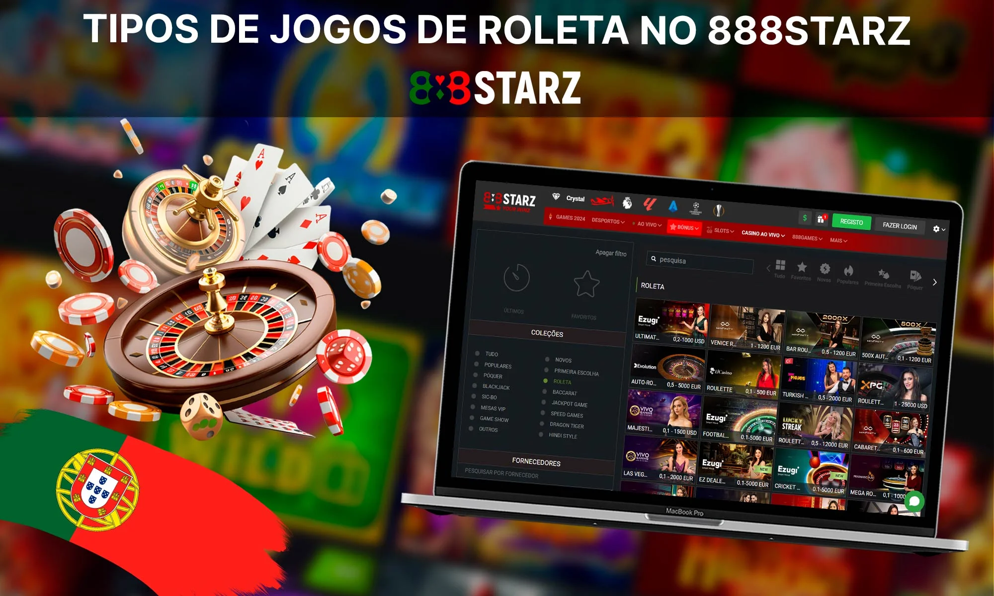 Quais são os tipos de jogos de roleta no 888Starz?