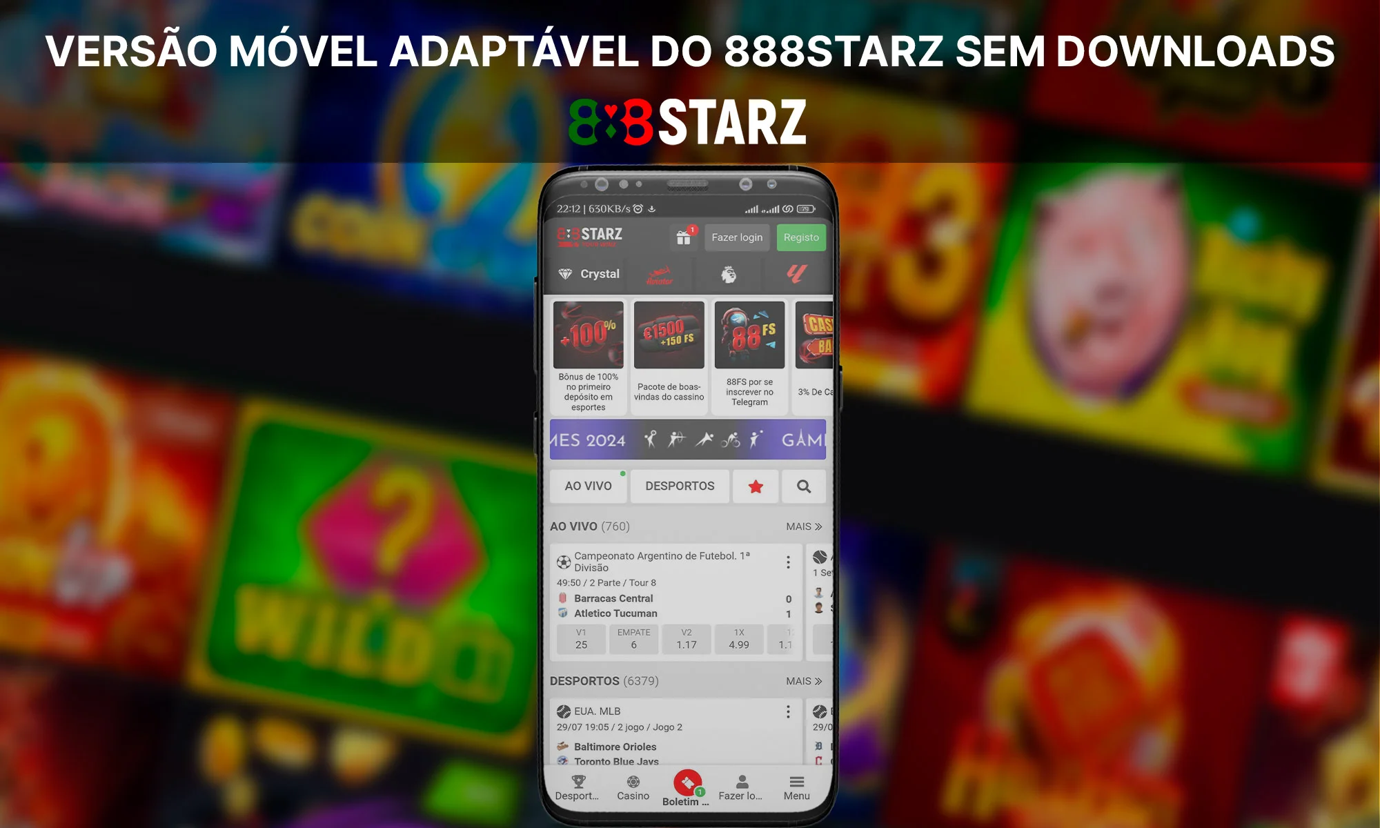 Informações sobre a versão móvel do 888Starz